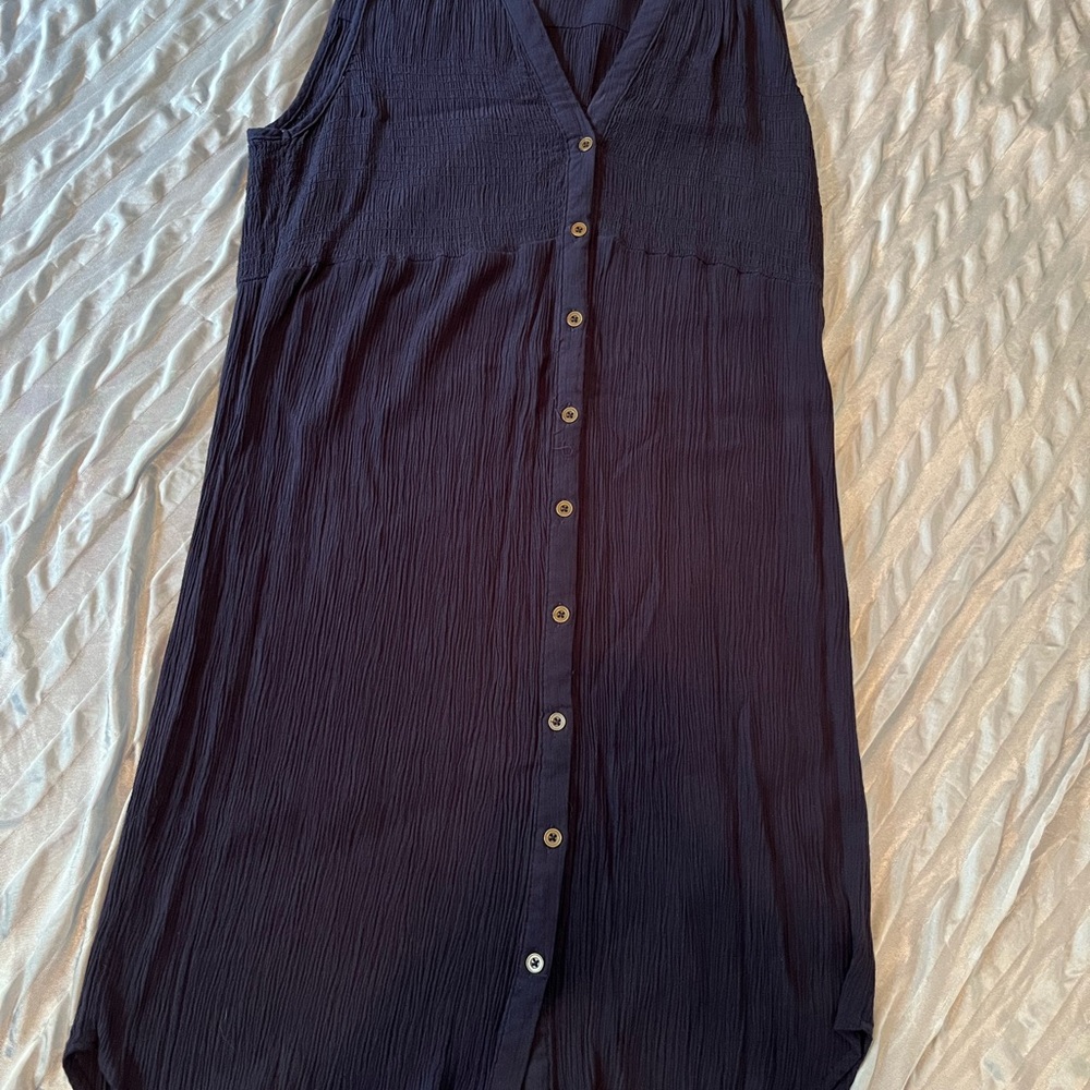 Sleeveless Black Button-Down Dress